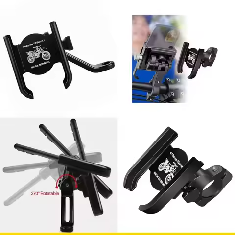 Universal High Quality Alloy Motorcycle Phone Holder 360 Degree Rotation Bicycle Mobile Stand for iPhone Xiaomi Huawei