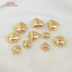15MM 14K Gold Color Brass Heart Charms Pendants Jewelry Making Supplies Diy Bracelet Necklace Earring Findings Accessories