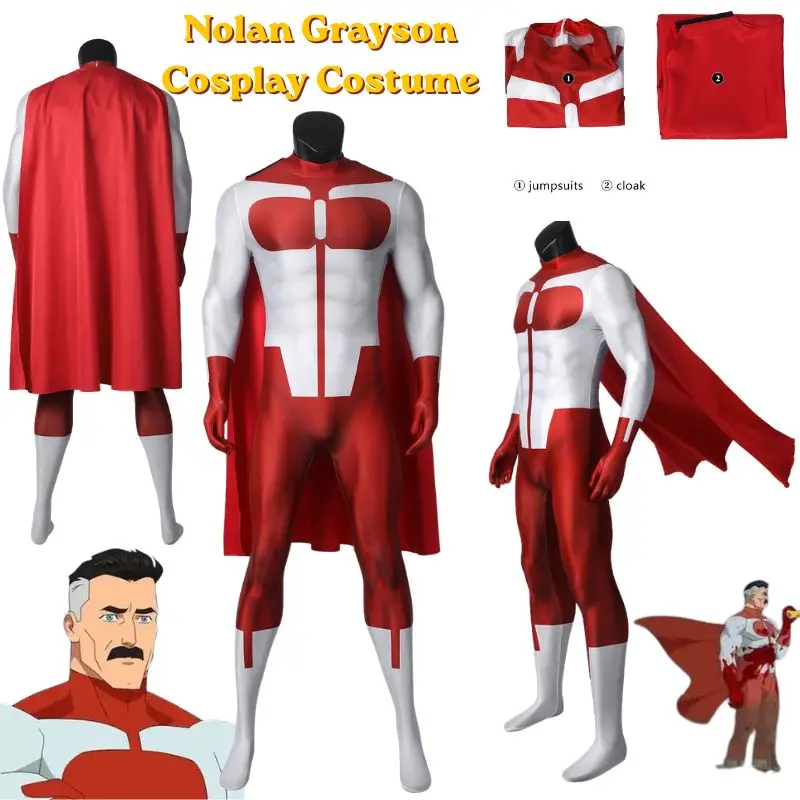 

Male Nolan Man Jumpsuit Cloak Cosplay Costume Halloween Fantasia Disguise Carnival Party Role Play Bodysuit