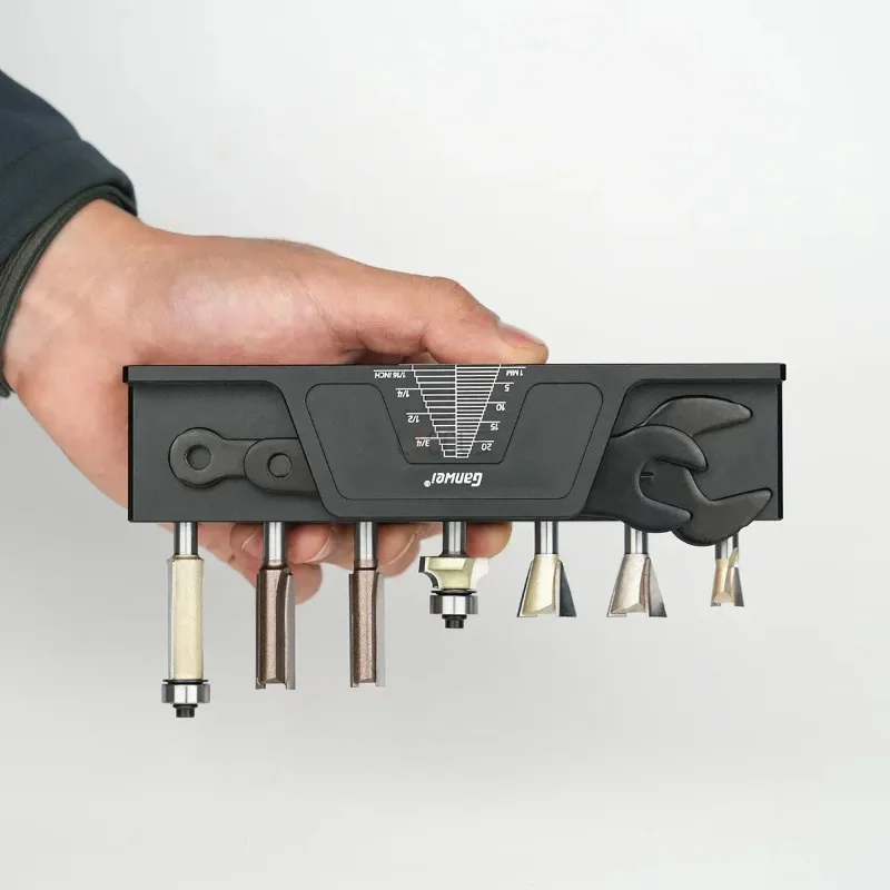 

Woodworking aluminum alloy reverse wrench with height measurement, magnetic suction frame, milling cutter storage rack