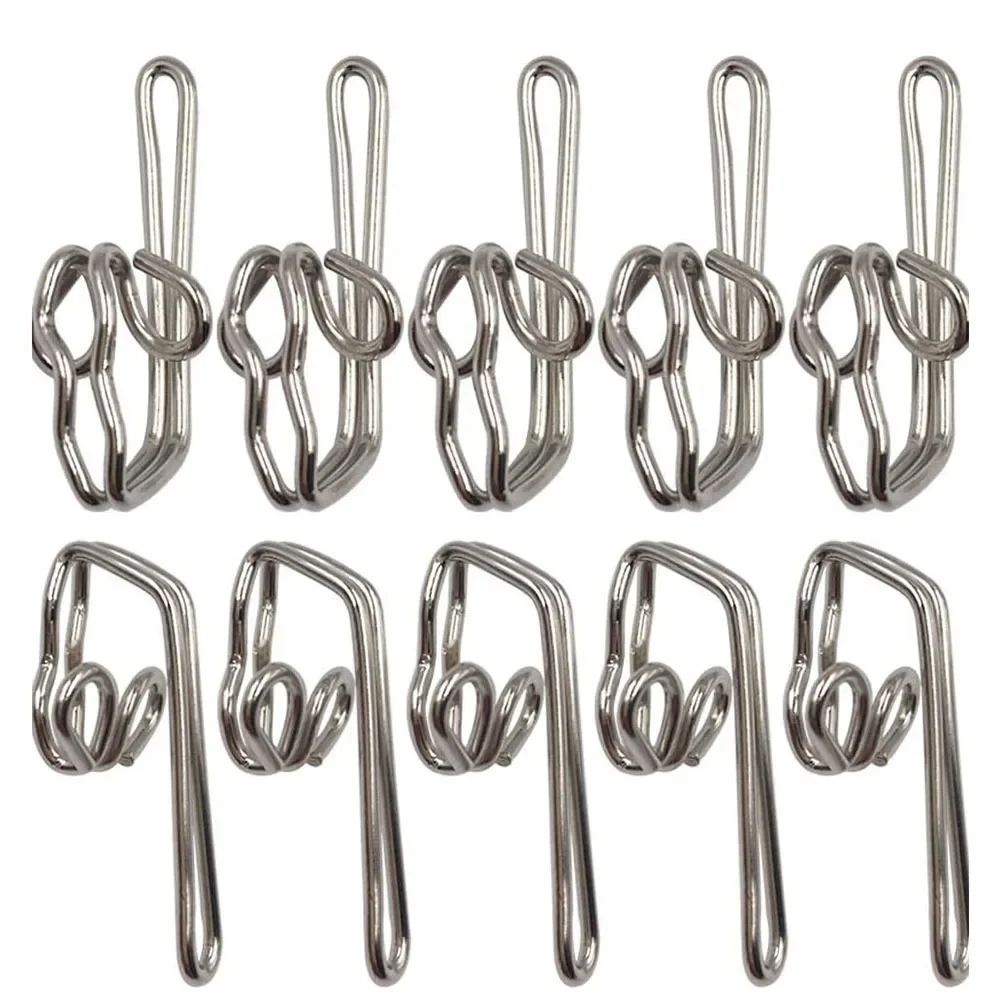 50 Pcs Curtain Hooks Stainless Steel Butterfly Drapery Hooks Suitable For Pleated Tape Curtains In Living Room Bedroom