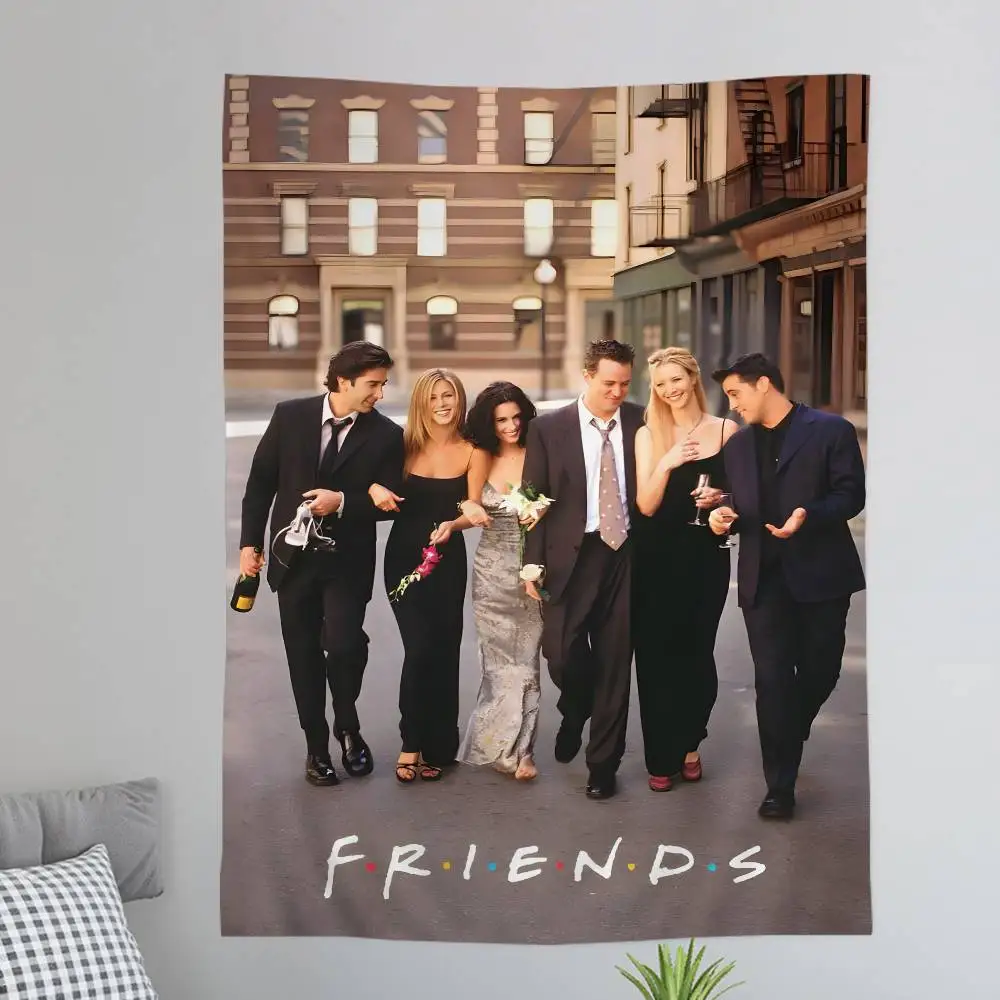 المسلسل التلفزيوني الكلاسيكي للأصدقاء مطبوعة كبيرة قماش مزخرف جداري للتعليق على الحائط بطانية ديكور منزلي