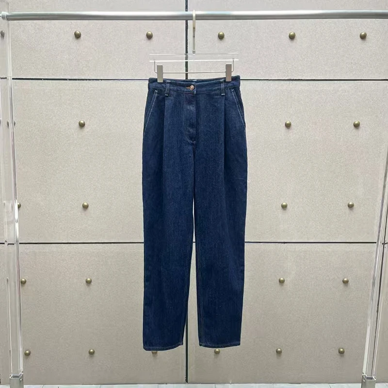 

Women's wrinkled jeans, fashion casual washed wide leg pants, high quality cotton pants, 2025, spring, new, y2k