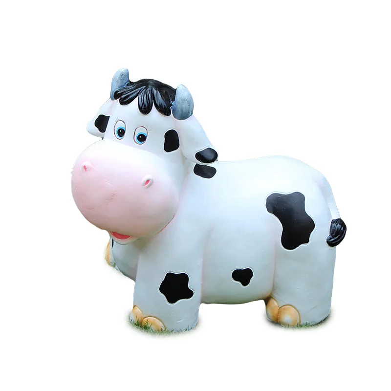 Resin cartoon cow ornament outdoor garden art ornament animal model garden ornament