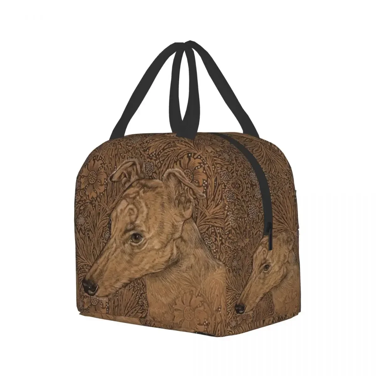 Greyhound On William Morris Marigolds Insulated Lunch Bag for Women Whippet Dog Cooler Thermal Lunch Box Beach Camping Picnic