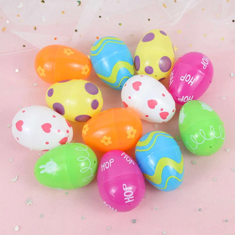 

12pcs Plastic Easter Egg Color Fillable Opening Egg Spring Easter Party Home Decoration Kids Birthday Candy Gift Packaging Box