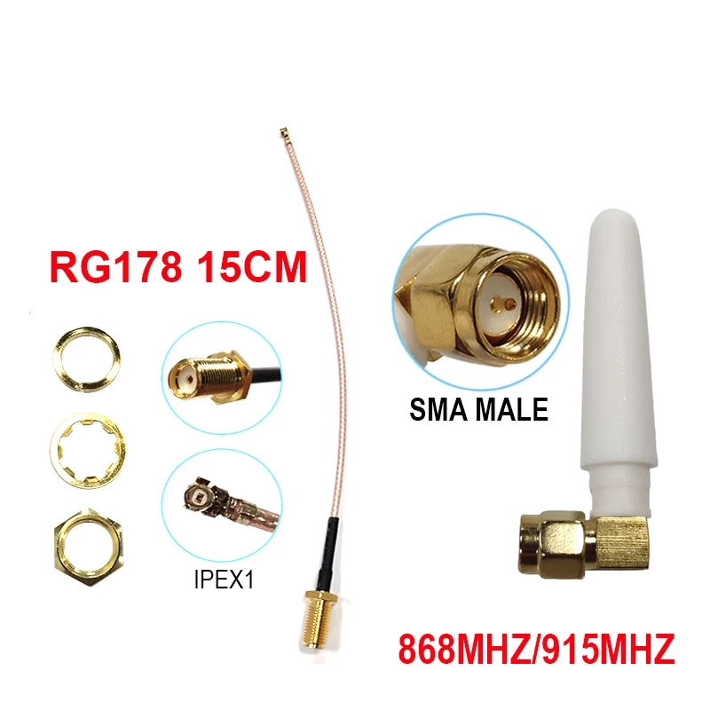 

GWS 5pcs 868mhz antenna 3dbi sma male 915mhz RG178 15CM SMA FEMALE lora antene pbx iot module lorawan signal receiver antena