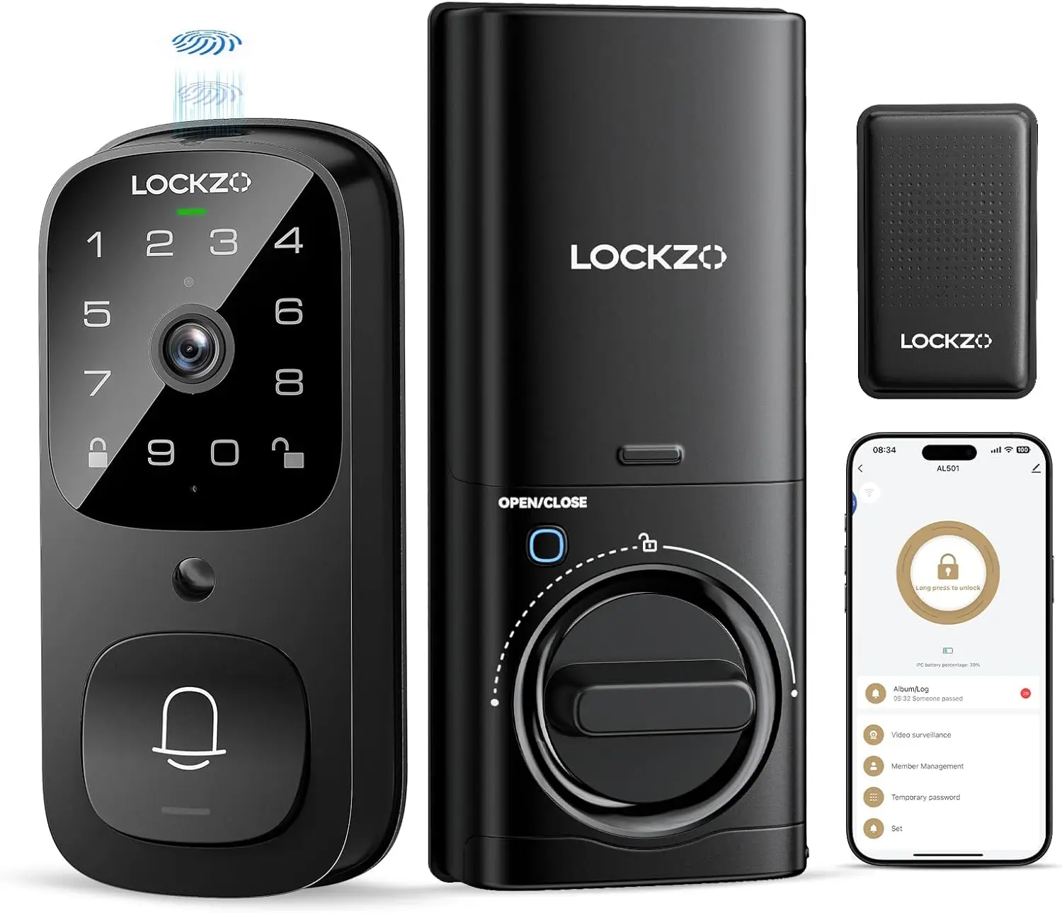 

Smart Lock with Camera & Doorbell, 3-in-1 Keyless Entry, Fingerprint, App Control, Alexa/Google Compatible