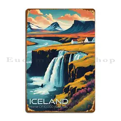 Iceland Modern Travel Poster Metal Sign Home Painting Plaques Designer Cinema Tin Sign Poster