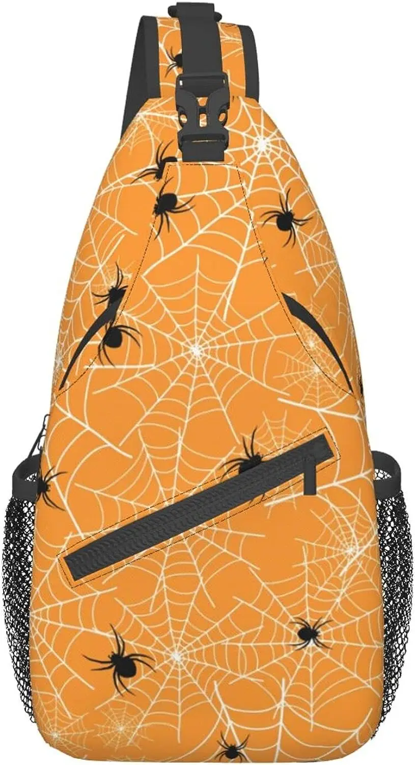 

Yellow Cobweb Crossbody Bags Women Men Cross Chest Bag Adjustable Sling Backpack Shoulder Bag for Cycling Travel Sport Hiking