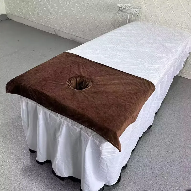 Sábana de media mesa de masaje para SPA, cama de belleza, toalla con agujero para la cara, 50x80cm