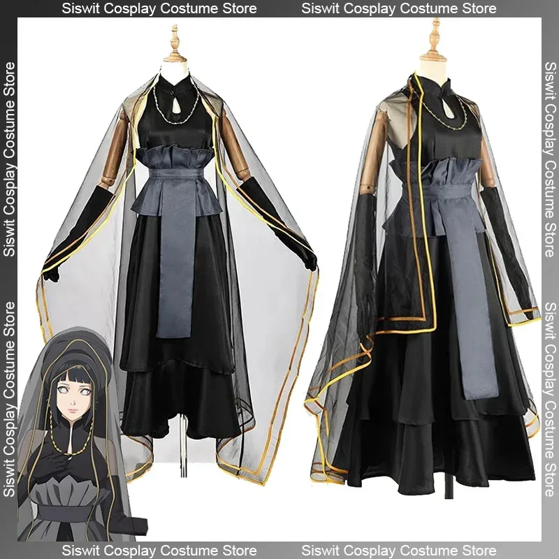 أزياء أنيمي التأثيرية هيوجا هيناتا فستان الزفاف الأسود اكسسوارات الديكور مجموعة كاملة حفلة الهالوين كرنفال Dr4;v'5,f;6.j;8'