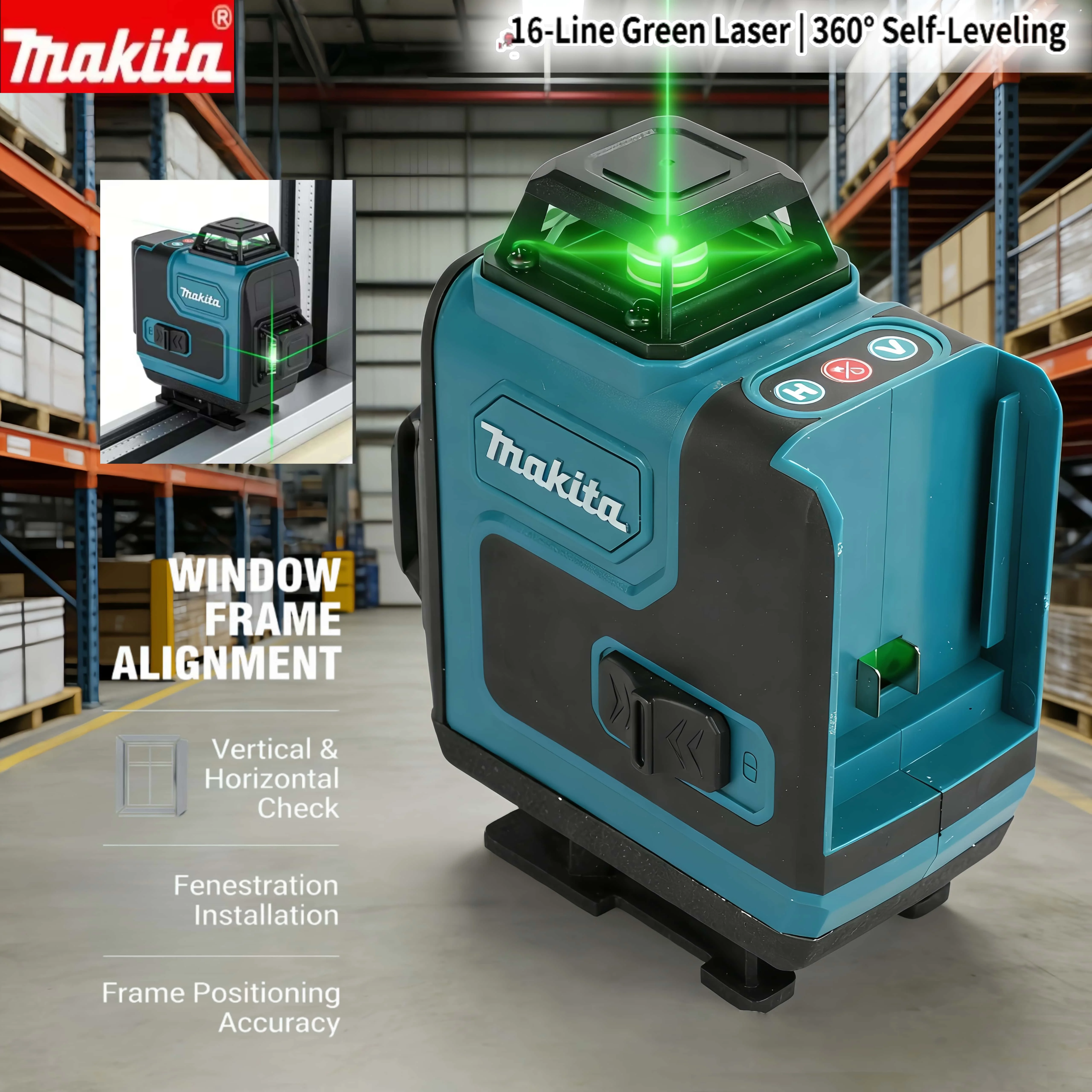 

Makita High-Precision Green Light Laser 16-Line 360° Horizontal Vertical High-Precision Wall-Mounted Portable Tools