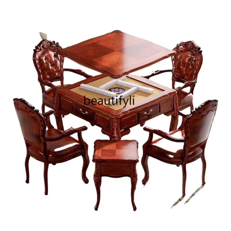 

European mahjong machine automatic dining table dual-purpose solid mahjong table household bass noise reduction integrated