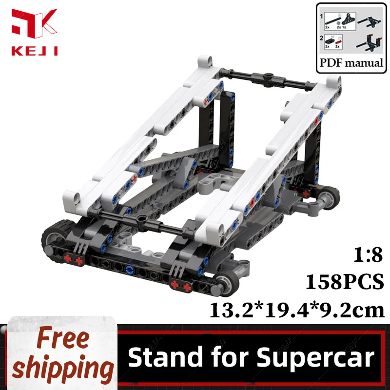 Keji MOC-45692 expositor para 1:8 super carro de corrida modelo acessório blocos construção tijolos kit crianças brinquedos meninos