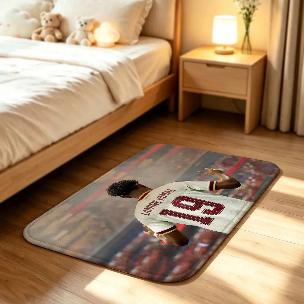 L-Lamine Yamal 19 Wonderkid Soft Comfortable Short Plush Rug Carpet mat Anti‑Slip Floor Mat Machine Washable Home Decor