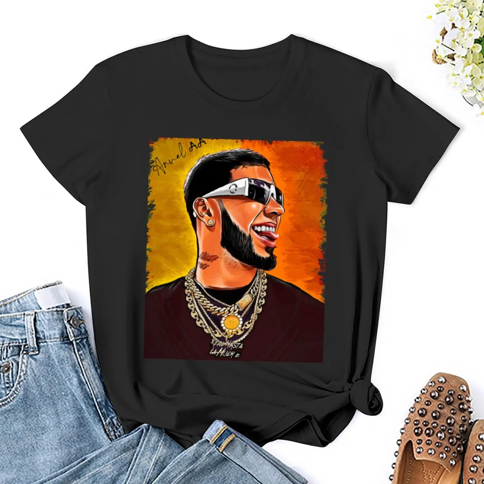 ? Anuel AA? Sztuka? T-shirt słodkie topy letni top koszulki dla kobiet