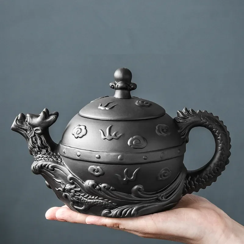 Large Capacity Yixing Clay Teapot Zhu Ni Fire Dragon Pot Handmade Household Tea Kettle Single Chinese Kungfu Set