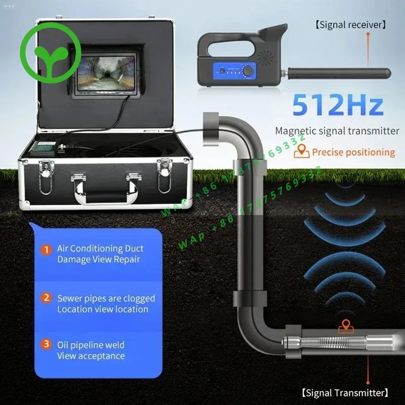 20M to 150m black cable 1080p pipe inspection 23mm IP68 waterproof sewer 7 inch 9 inch with video