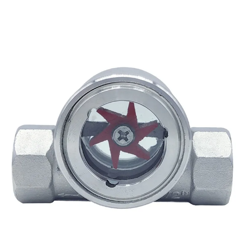 SG01-YL11-16 Mini 304 Stainless Steel Impeller Eccentric Water Flow Indicator, Oil Flow Glass Peep Mirror