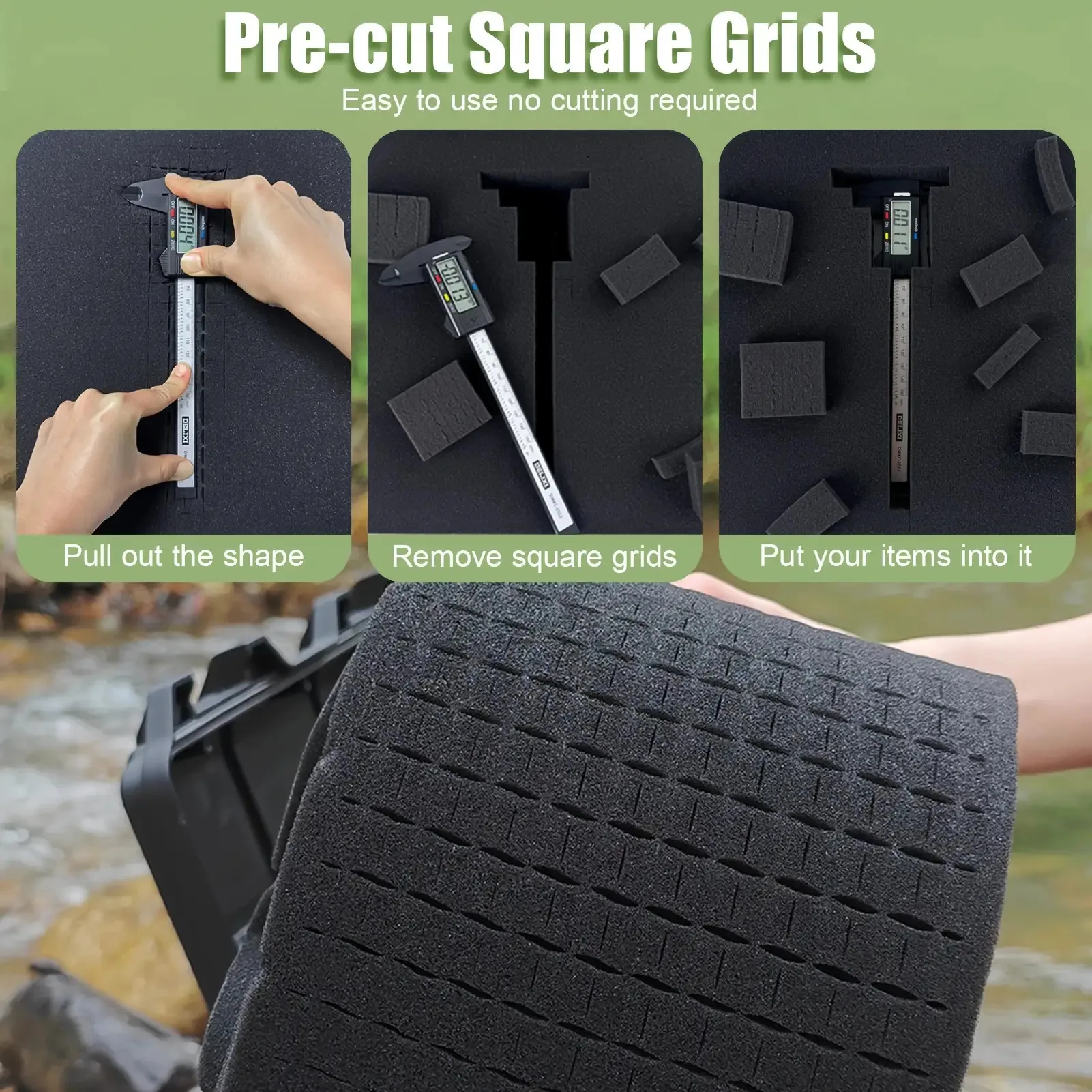 405x305mm Pick Pluck Plaid Pearl Cotton Insert Hard Case High Density Pre-Cut Toolbox Foam Precorted Shadow Foam Packaging Box