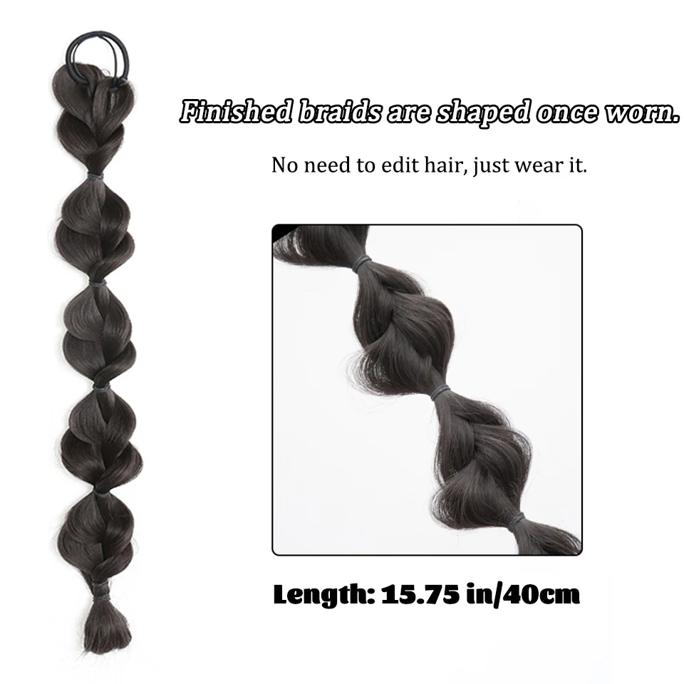 LM Synthetic Bubble Twist Ponytail High Elastic Wig Woman Hair Side Natural Lantern Braid Black Hous tail Hairpiece