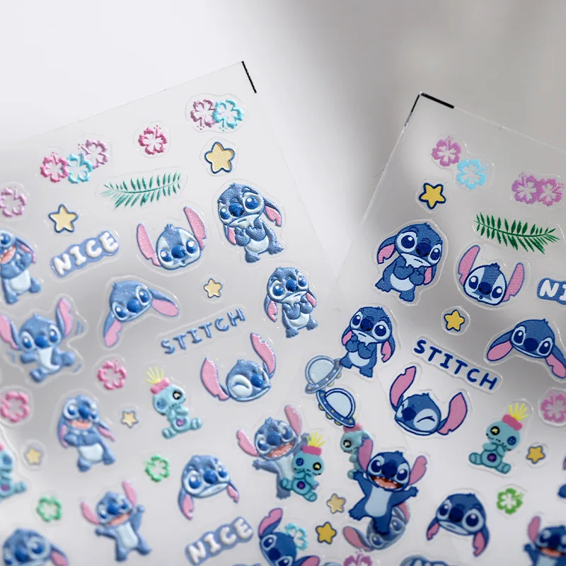 Disney Stitch Nail Art Sticker Cute Cartoon Girl&Child Stereoscopic Thin Strong Resilience Charm Nail Patches Holiday Gifts