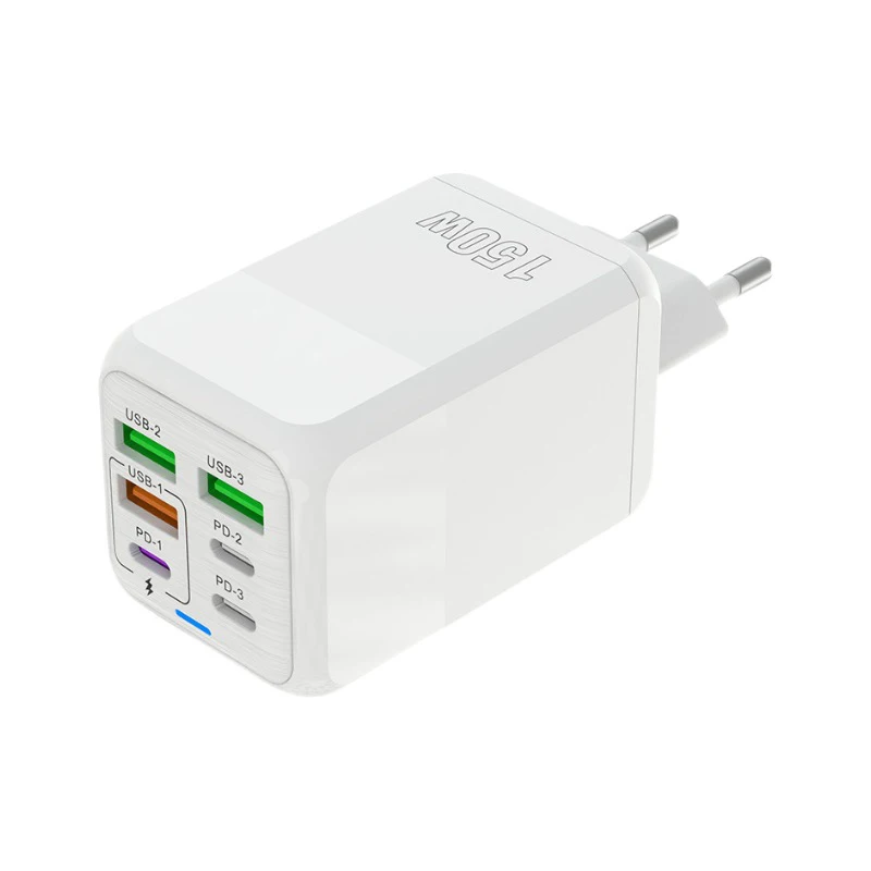 Adaptador de carga rápida para teléfono móvil, cargador de pared de 150W, 6 puertos PD, QC 3,0, USB C, carga súper rápida para iPhone, Samsung,