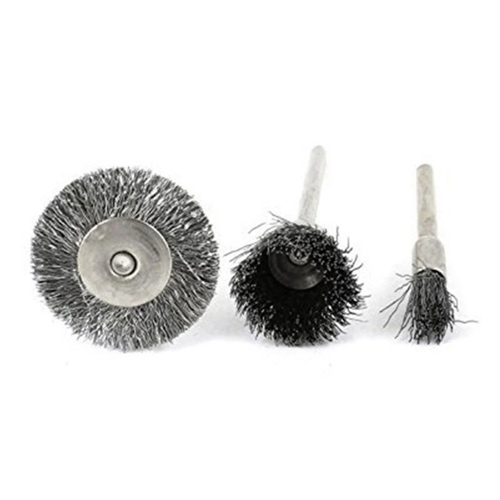 B28C-132 Buah Set Sikat Kawat Baja Kuningan Cangkir Roda Sikat Kawat Mini 1/8 Inci (3Mm) Batang