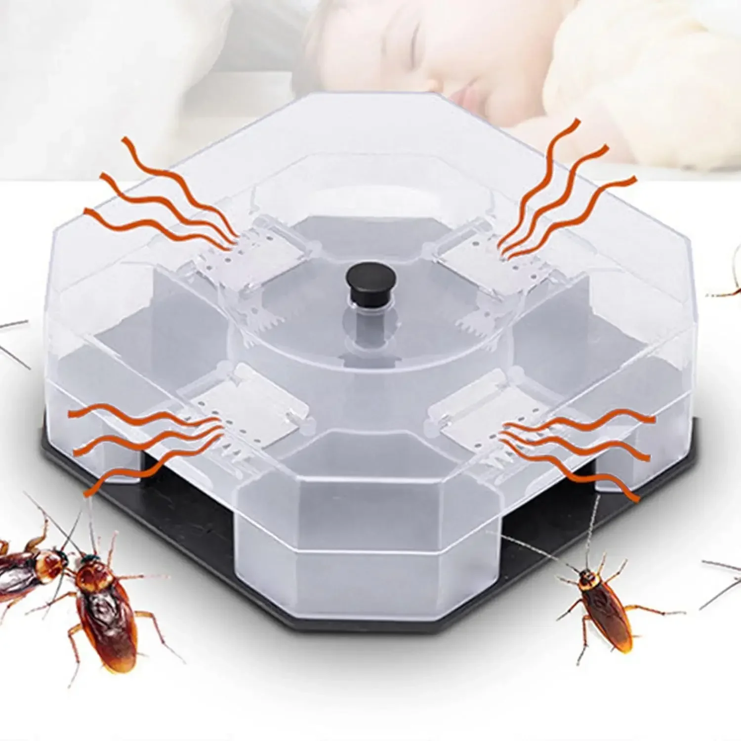 Cockroach Trap Bug Catching Tool Cockroach Box Home Indoor Kitchen Safety Physical Bug Size Pass Kill Trap Trap