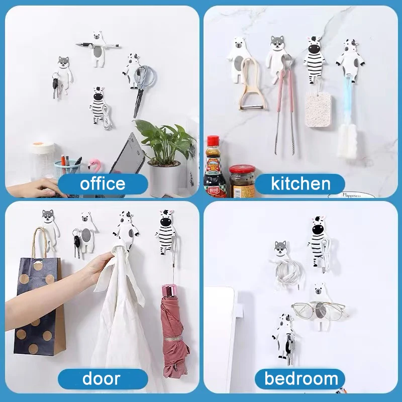 Wall Hooks Strong Self Adhesive Door Wall Hangers Creative Animals Silicone Hook Home Storage Hooks Wholesale