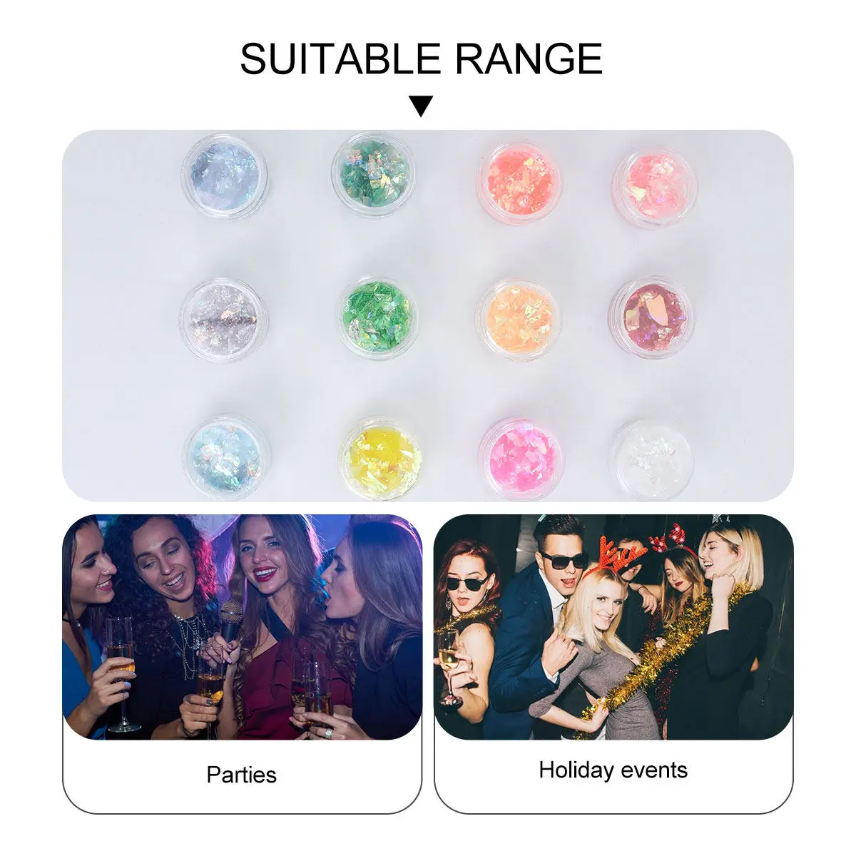 12 Boxes Shell Paper Nail Art Fragments Vivid Colors DIY Fashion Personalized Nail Art Decor for Parties
