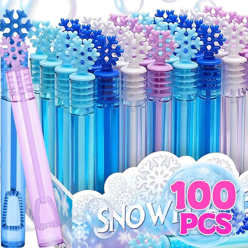 100/10Pcs Bubble Soap Bottle Colorful Wand Tube Snowflake Soap Bottle Birthday Wedding Party Gifts Baby Shower Favors Kids Toys