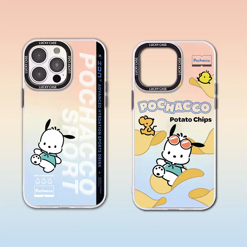 Cartoon Pochacco Hot Sanrios Funny Phone Case for OPPO Reno 5 6 7 7Z 8 8T 10 Pro Plus 4G 5G Matte Aurora Laser Cover image 3