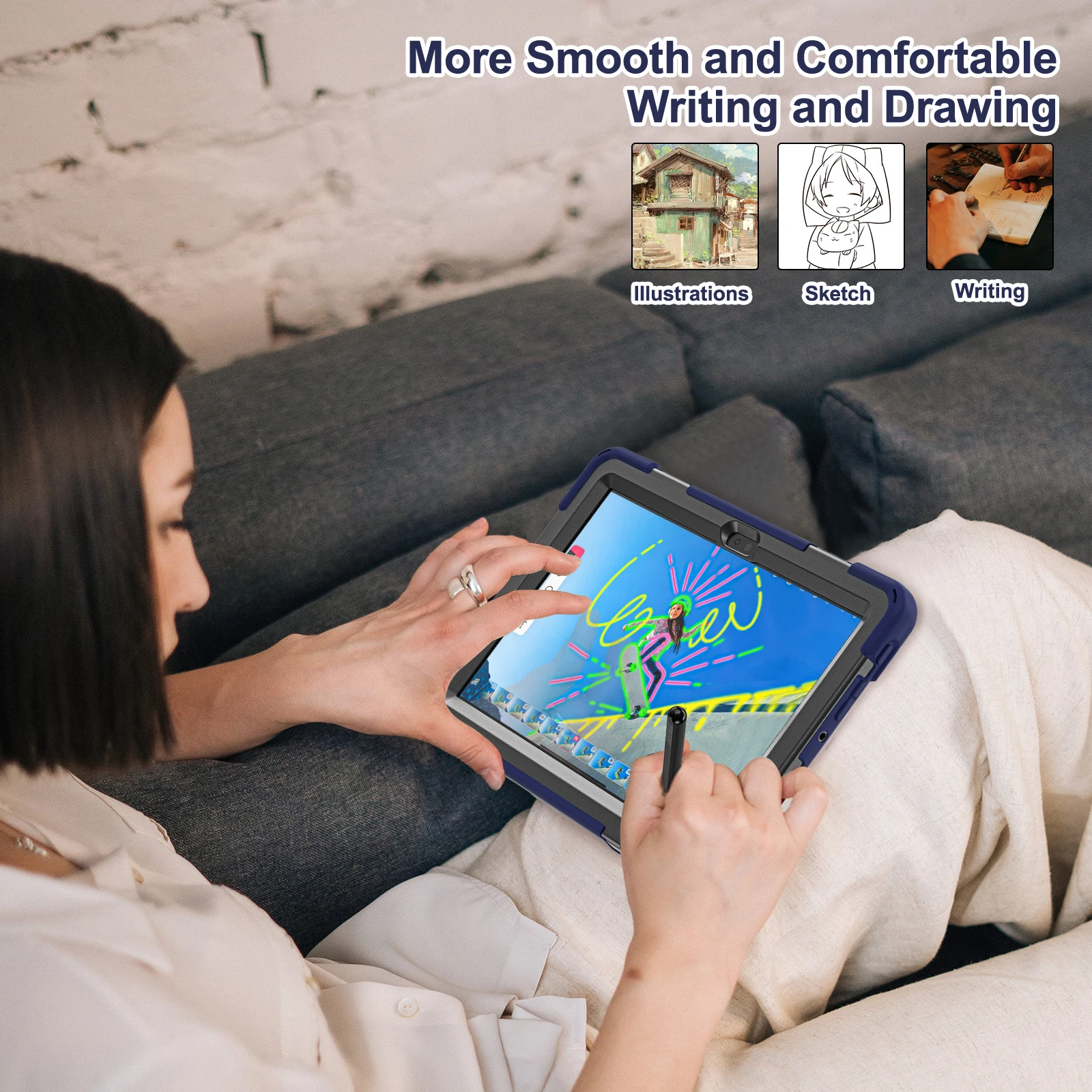 Stand Rugged Case For Amazon Fire HD 10 2023 13th Generation 10.1 inch 360 Rotating Heavy Duty Cover With Hand & Shoulder Strap