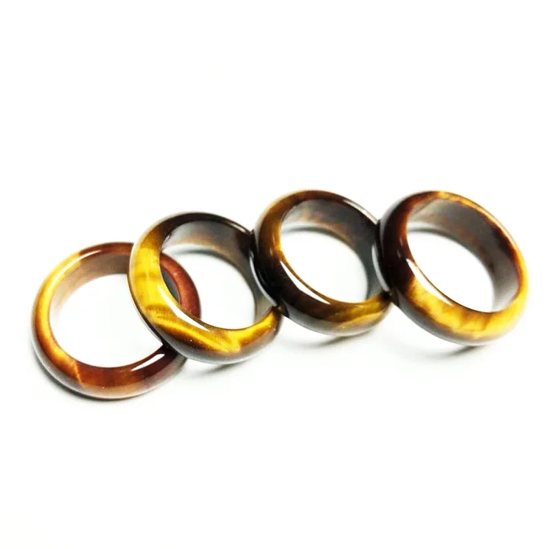 Natural  Tiger Eye Stone 6-12 Size Ring Chinese Jadeite Amulet Fashion Charm Jewelry Hand Carved Crafts Gifts for Women Men