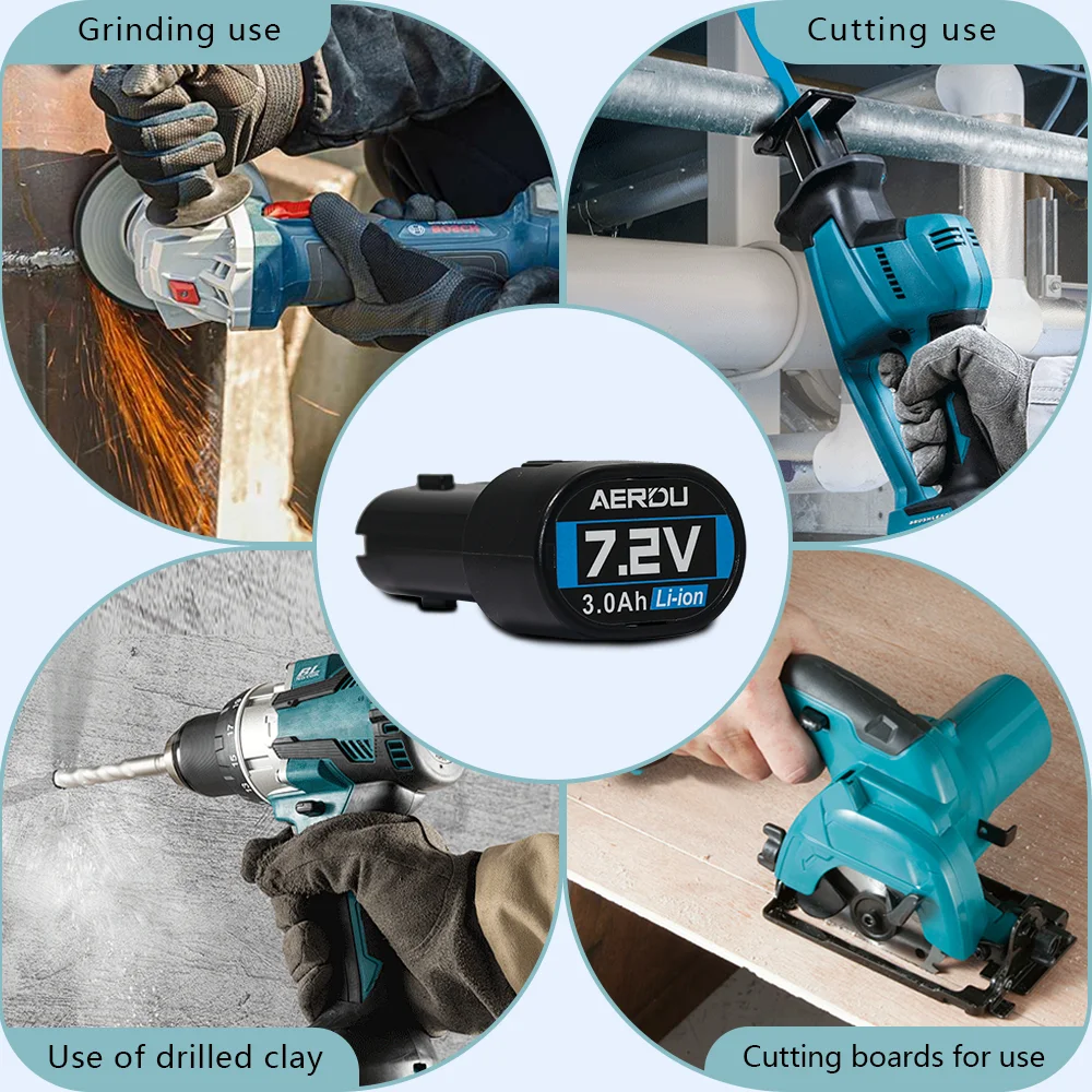 Baterai Alat Listrik AERDU untuk Makita 7.2V 3000mah BL7010 BL0715 DF010 DF012 DF022 7.2-4 194355-2 194356-3