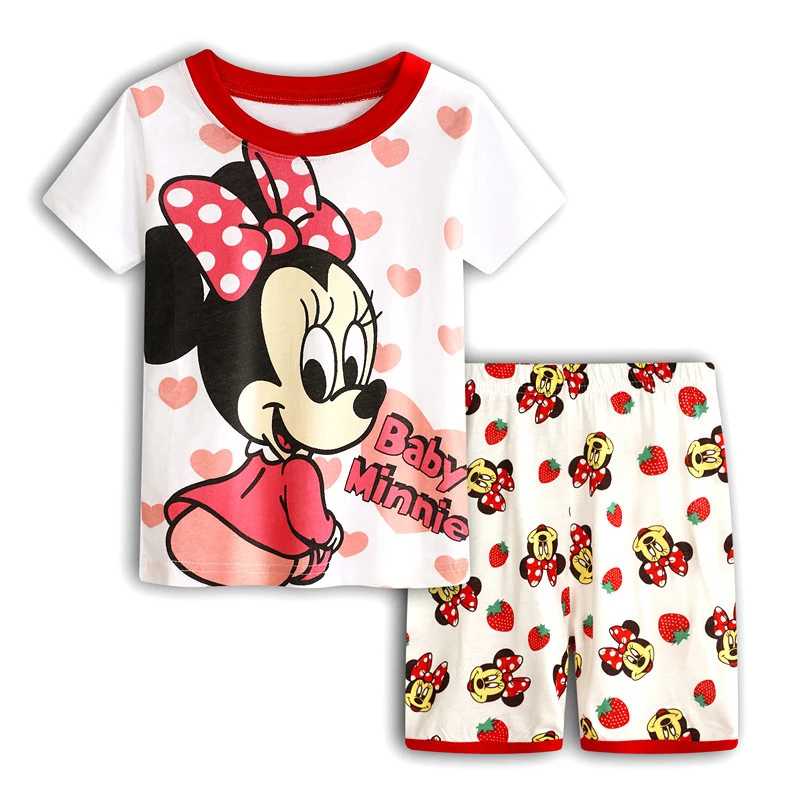 Hot Short sleeved Pajama and pajama suit Minnie Anniversary kids Sleepwear Cotton Nightwear Clothes Pajamas Sets Gift