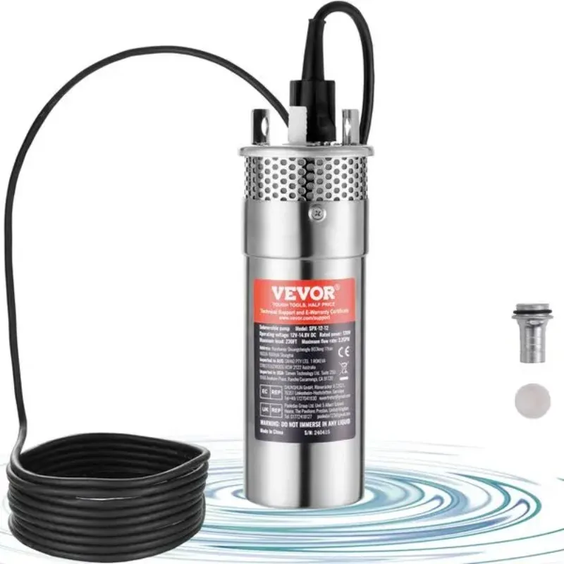 

Солнечный водяной насос, погружной насос глубокой скважины 12 В постоянного тока, 120 Вт, максимальный расход 3,2 галлона в минуту, максимальная головка 230 футов, максимальное погружение 98,4 фута, солнечная мощность