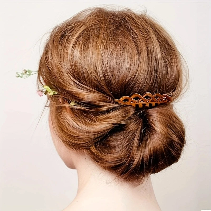 2Pcs French Hair Comb Hair Accessories Straight Teeth Hair Clip Hair Side Comb Bridal Wedding Veil Comb Retro Weaving Effect