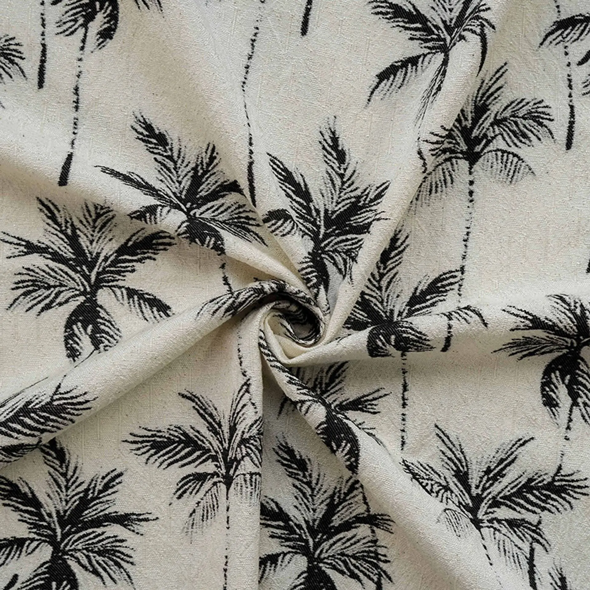 

Black and White Palm Tree Classic Jacquard Fabric Summer Style Dress Vest Jacket Decorative Sewing Fabric