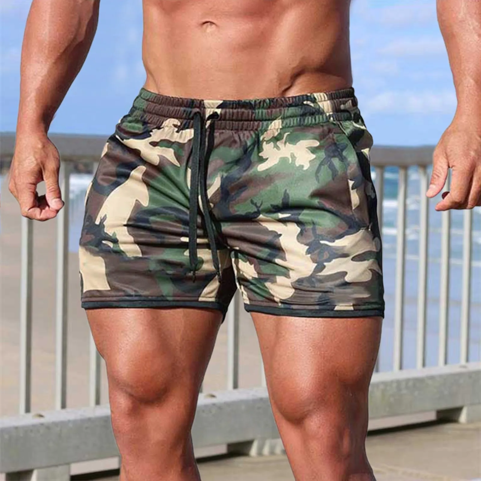 Camouflage sports Shorts quick Dry Outfits Trunks summer Breathable Men's shorts running Jogging  Basketball Pantalones cortos