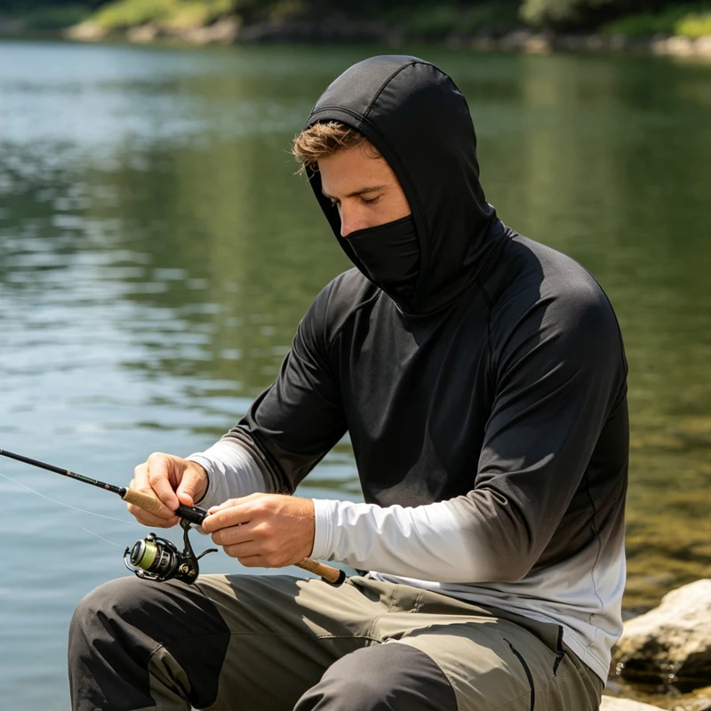 

Fishing Hoodie Anti-UV Sunscreen Sun Protection Clothes Fishing Shirt Breathable mask Hooded Sportswear
