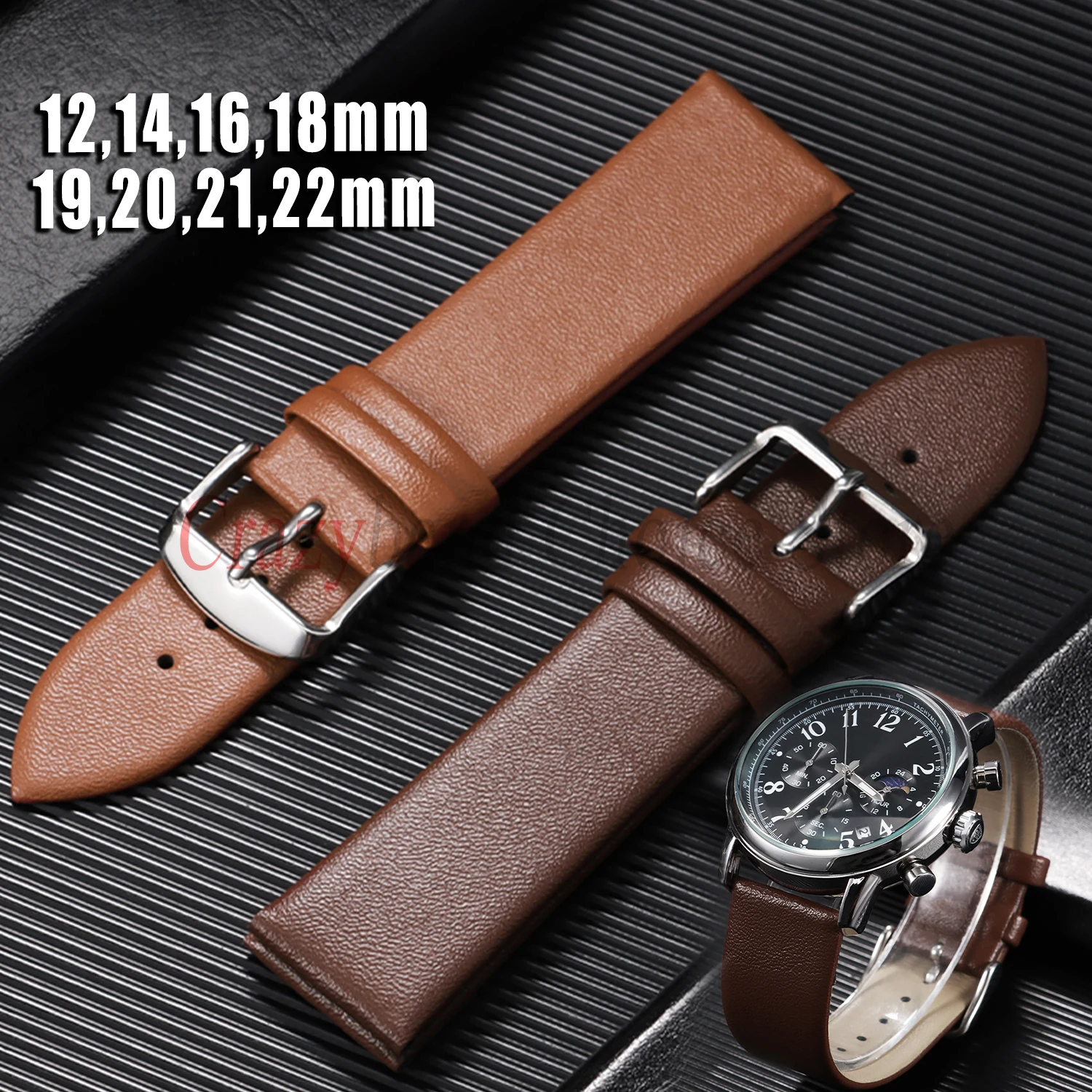 Dress Watch Ultra Thin - Ultra-thin Leather Soft Watch Band Brown