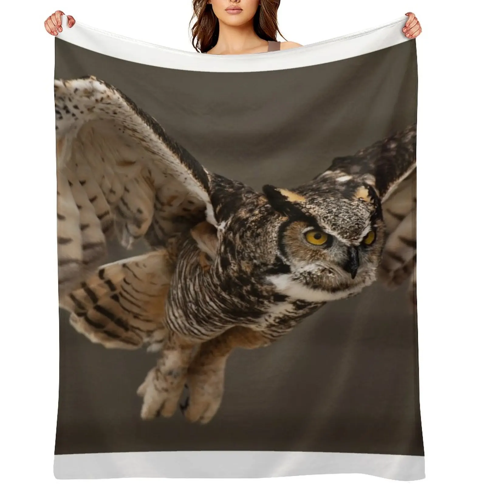 

Great Horned Owl Throw Blanket Moving Heavy Softest sofa bed Blankets