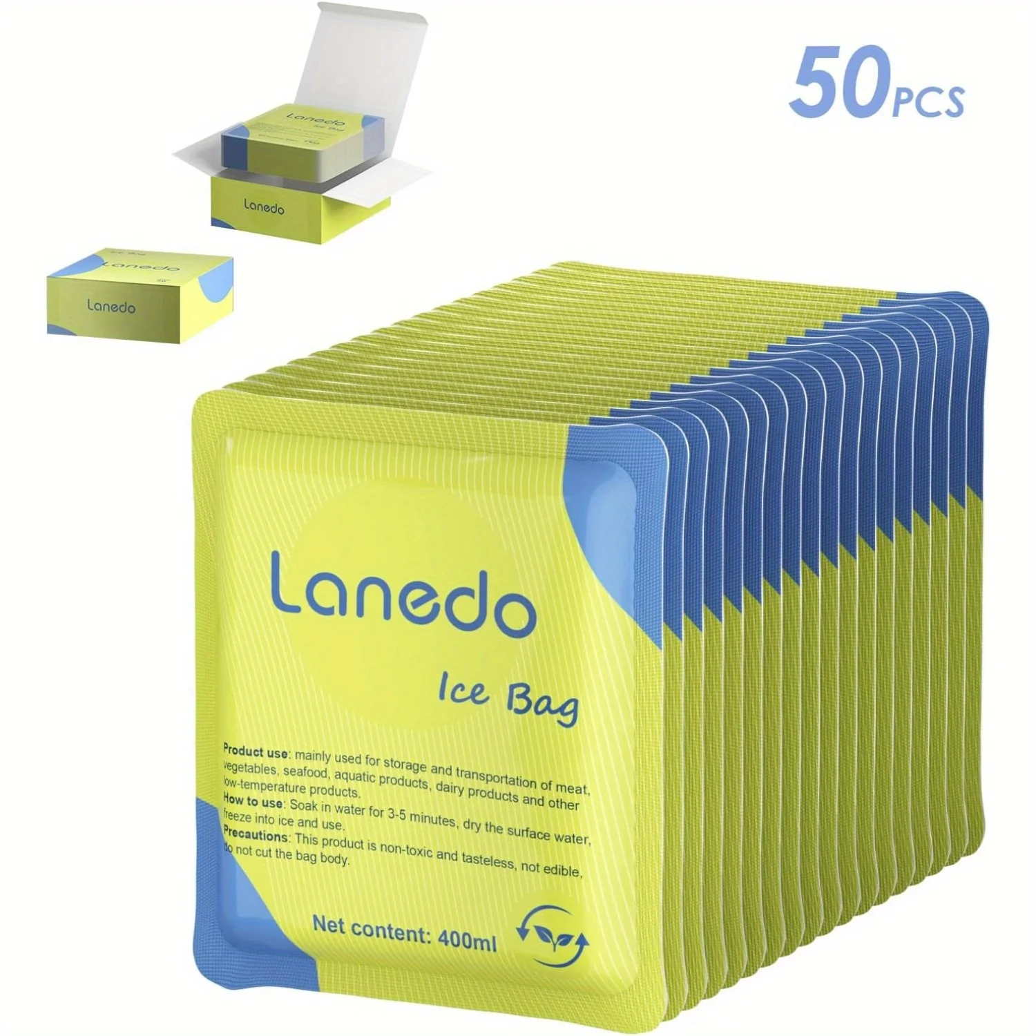 

50/100 packs of ice packs with automatic water absorption, 200ml, low-cost cooling | keep food fresh and drinks cool