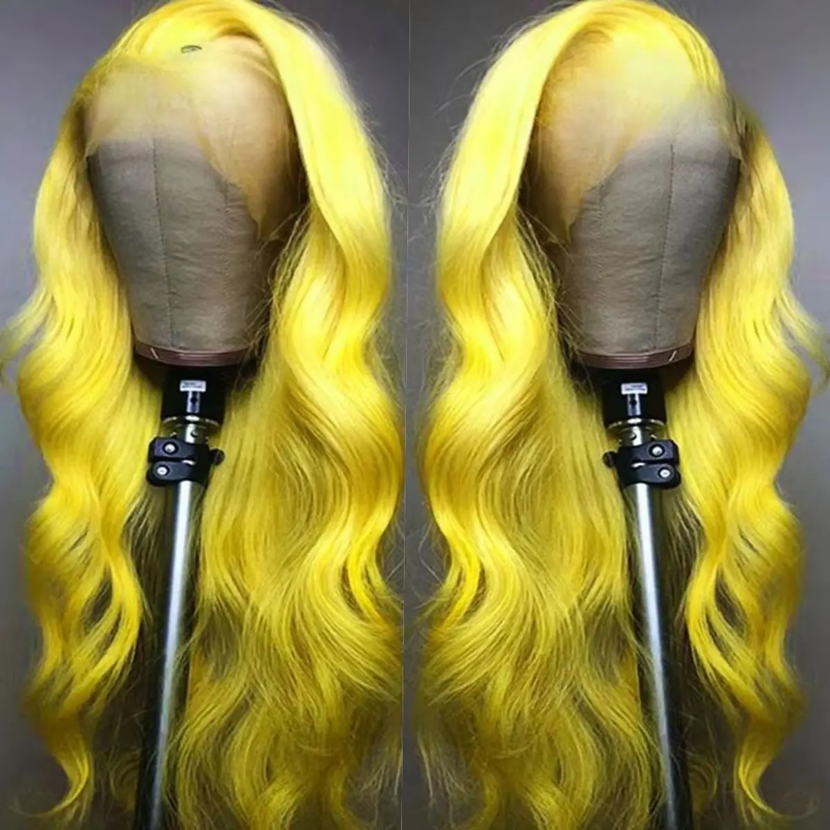 Yellow Colored Body Wave HD 13x4 Synthetic Lace Front Wigs Curly Glueless Loose Wave PrepluckHeat Resistant Party Cosplay Wigs