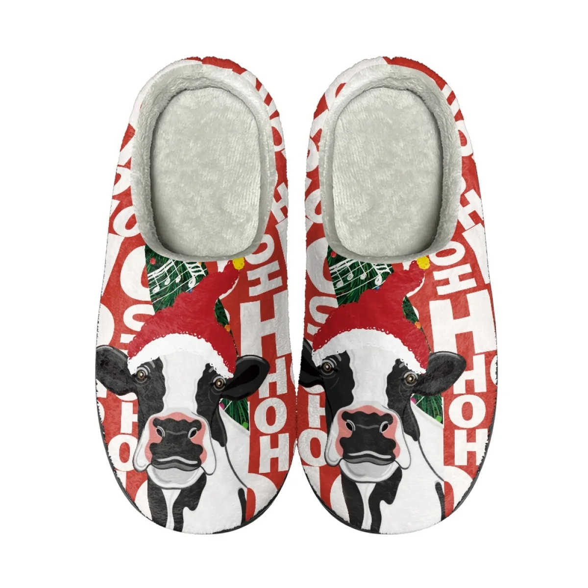 Christmas Dog Design Men Indoor Flats Slippers Winter Warm Couples Comfy Footwear Home Non-Slip Cotton Slippers Print On Demand