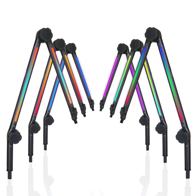 

AA08-RGB Microphone Arm Stand,Mic Arm With RGB Light,Rotatable Suspension Boom Scissor Stand For Gaming Streaming
