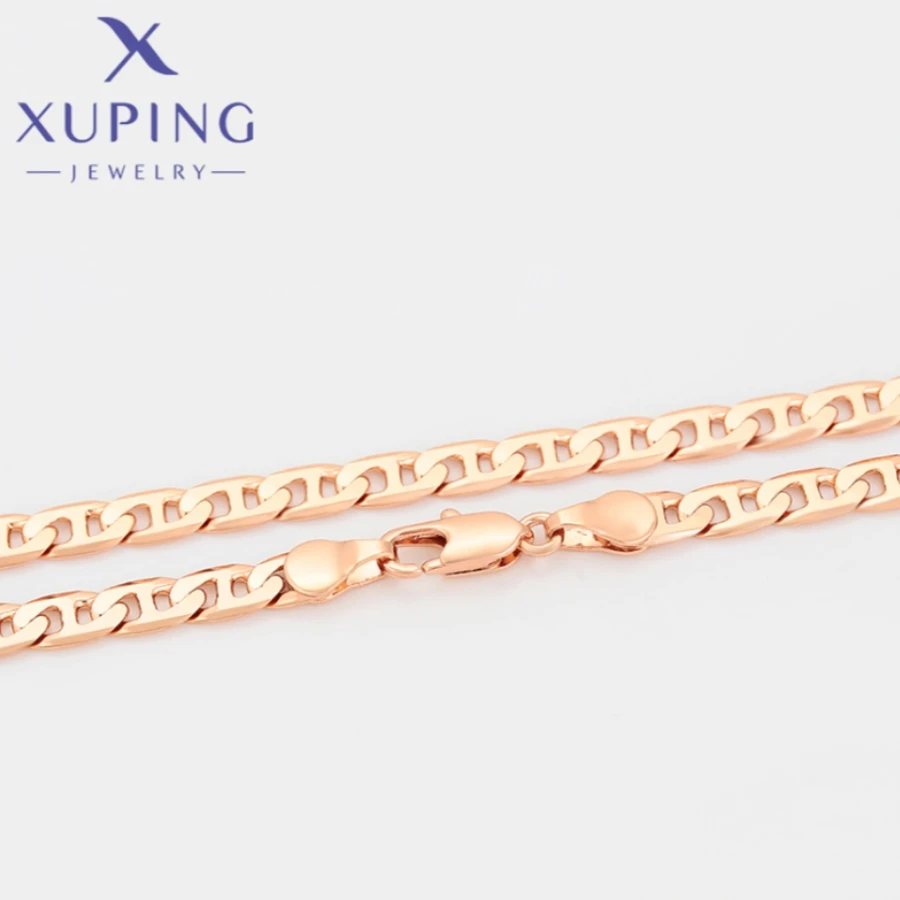 Xuping-لون الذهب الوردي سلاسل قلادة للرجال والنساء ، مجوهرات دائرية ، حفلة عيد الميلاد هدية ، رائعة الاسلوب المناسب ، جديد ، A00914980